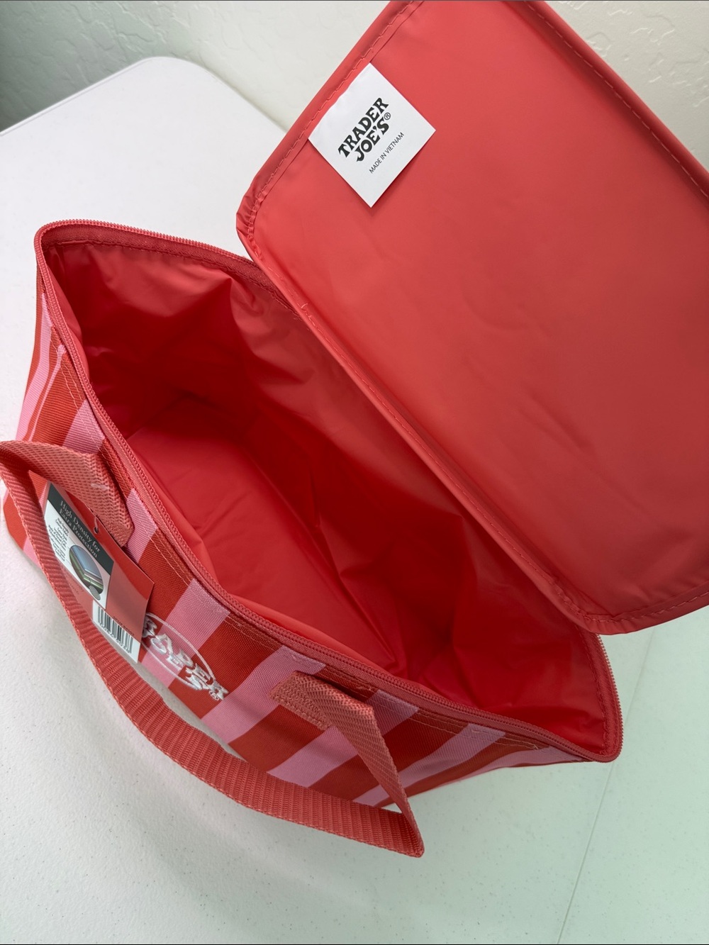 Trader Joe's Red & Pink Striped Mini Insulated Bag - Picture 8 of 8